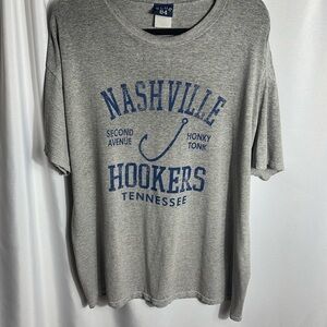 Blue 84 Nashville Hookers Graphic Tee Shirt Gray Size L Funny Honky Tonk Music